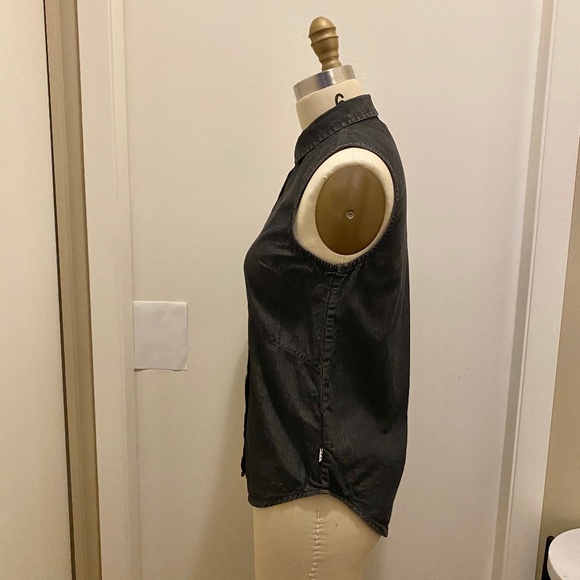 Vans Dark Blue Denim Button Down Sleeveless Top XS - Picture 12 of 13